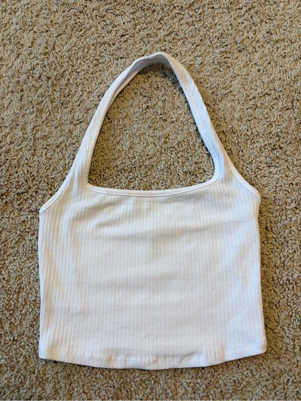 Bozzolo White Ribbed Crop Halter Top small